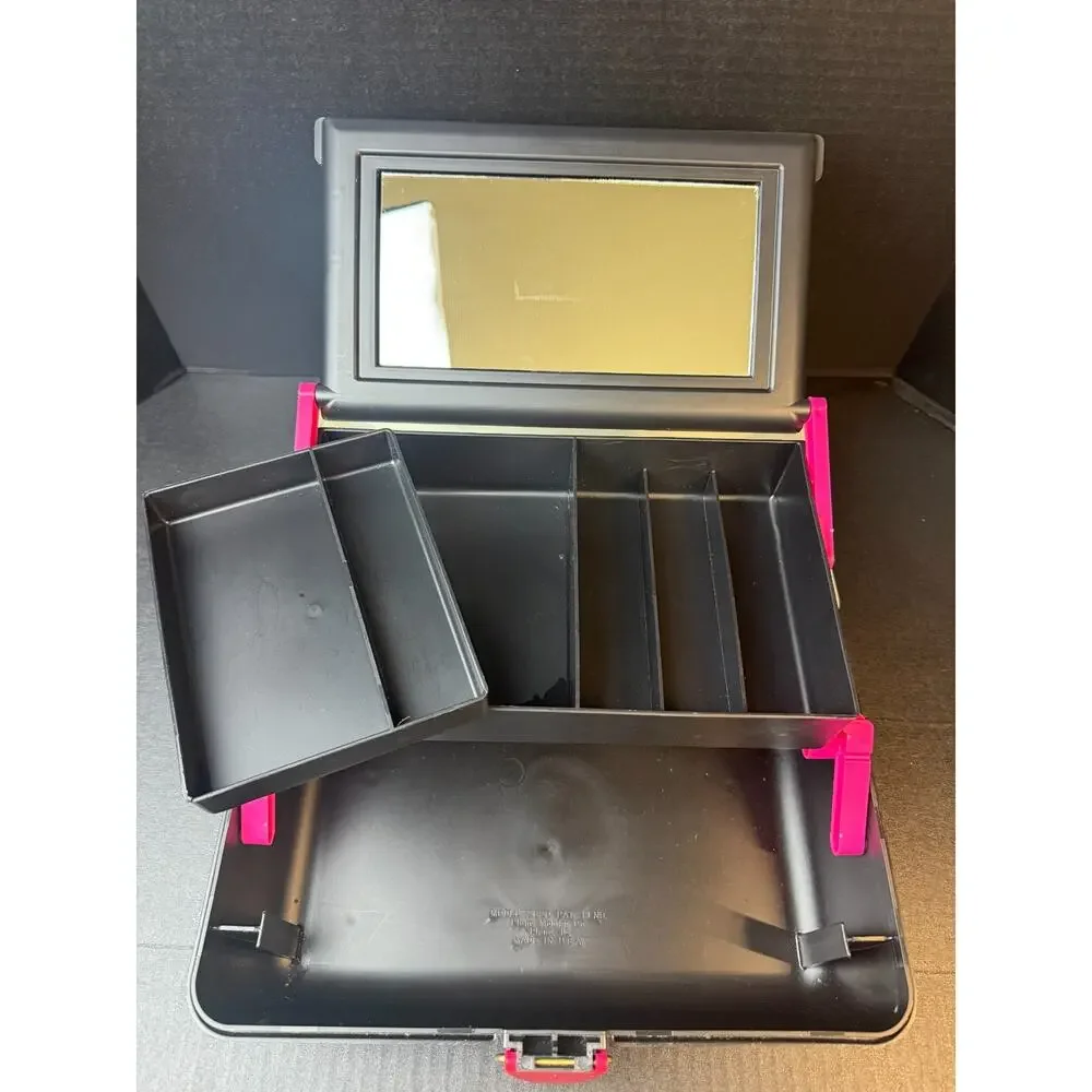 Vtg Caboodles Black White Pink 2620 Makeup Cosmetic Jewelry Case Mirror 90s USA
